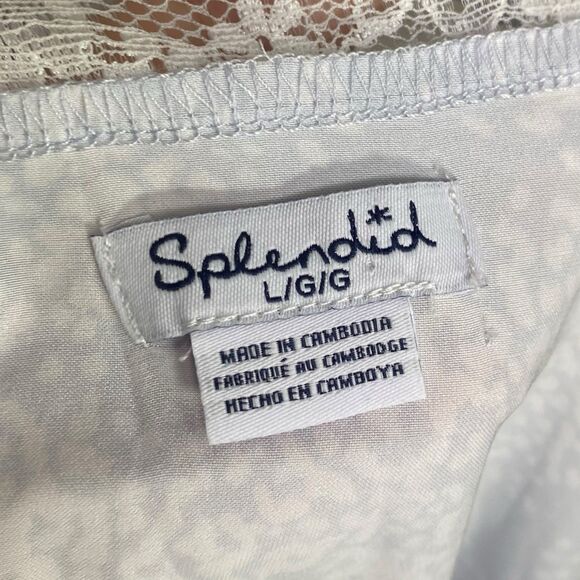 Splendid Tank Top Cami Womens Large Blue Lace Spaghetti Strap Y2K Layer Feminine - Picture 3 of 9